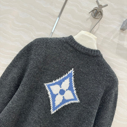 LV Grey & Blue Crewneck Knit Sweater