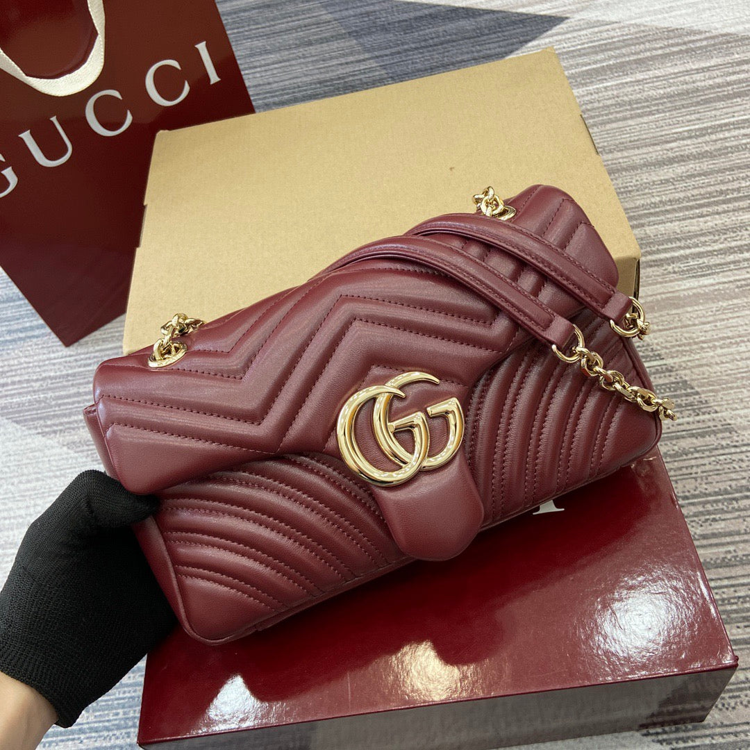 Medium Marmont Bag Red Leather - Level 5