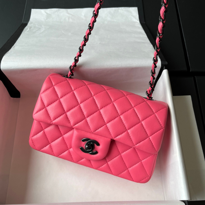 Pink Lambskin Black Hardware Mini Flap Bag CNL - Level X