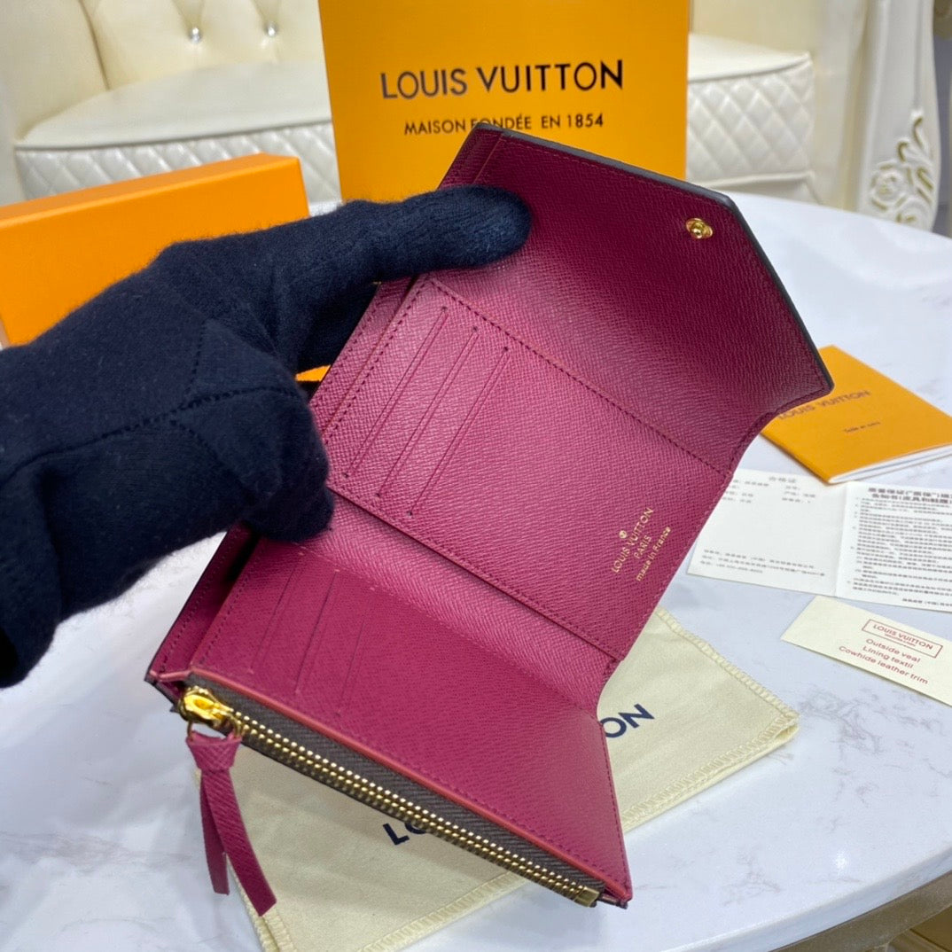 Canvas & Leather Victorine Wallet Rose Red LOU - Level 5