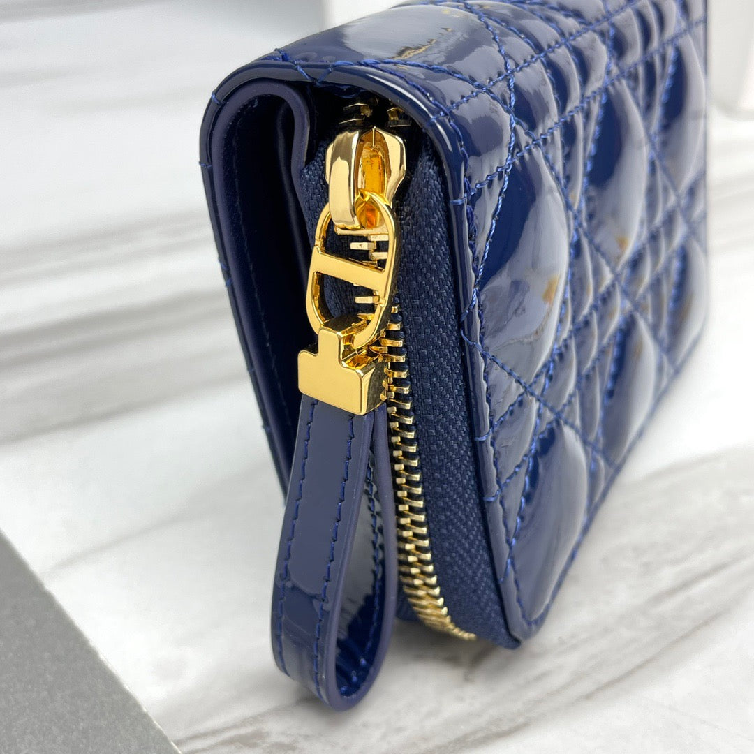 Navy Blue Patent Leather Caro Wallet CDR - Level 5