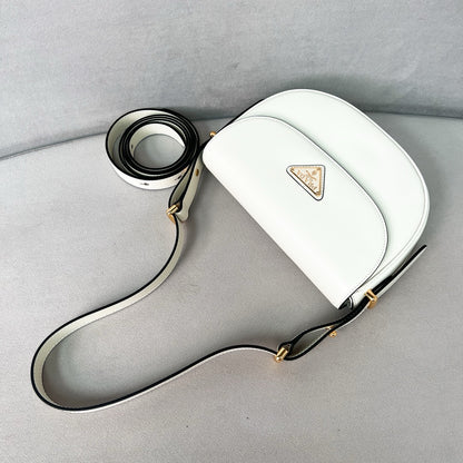 White Leather Arque Shoulder Bag - Level 5