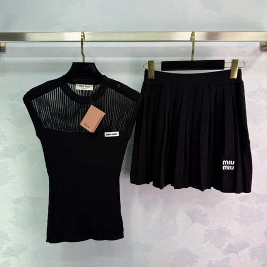 Knit Tank Top Mini Skirt Set
