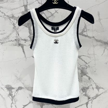 Rhinestone Contrast Knit Tank Top