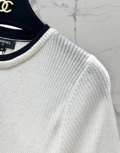 Rhinestone Contrast Knit T Shirt