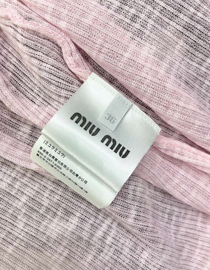 Pink Knit Tank Top Sheer Cardigan Set