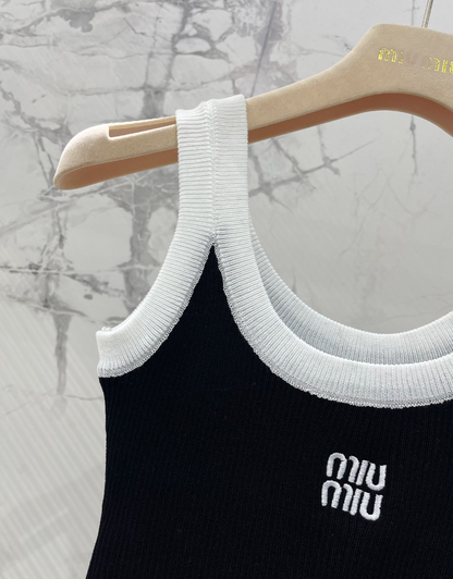 Black Knit Tank Top Sheer Cardigan Set