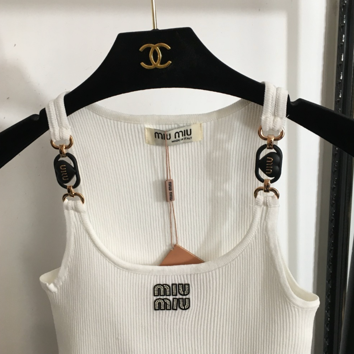 Rhinestone Heart Charm Knit Tank Top