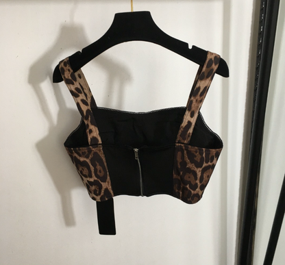 Leopard Crop Tank Top Shorts Set