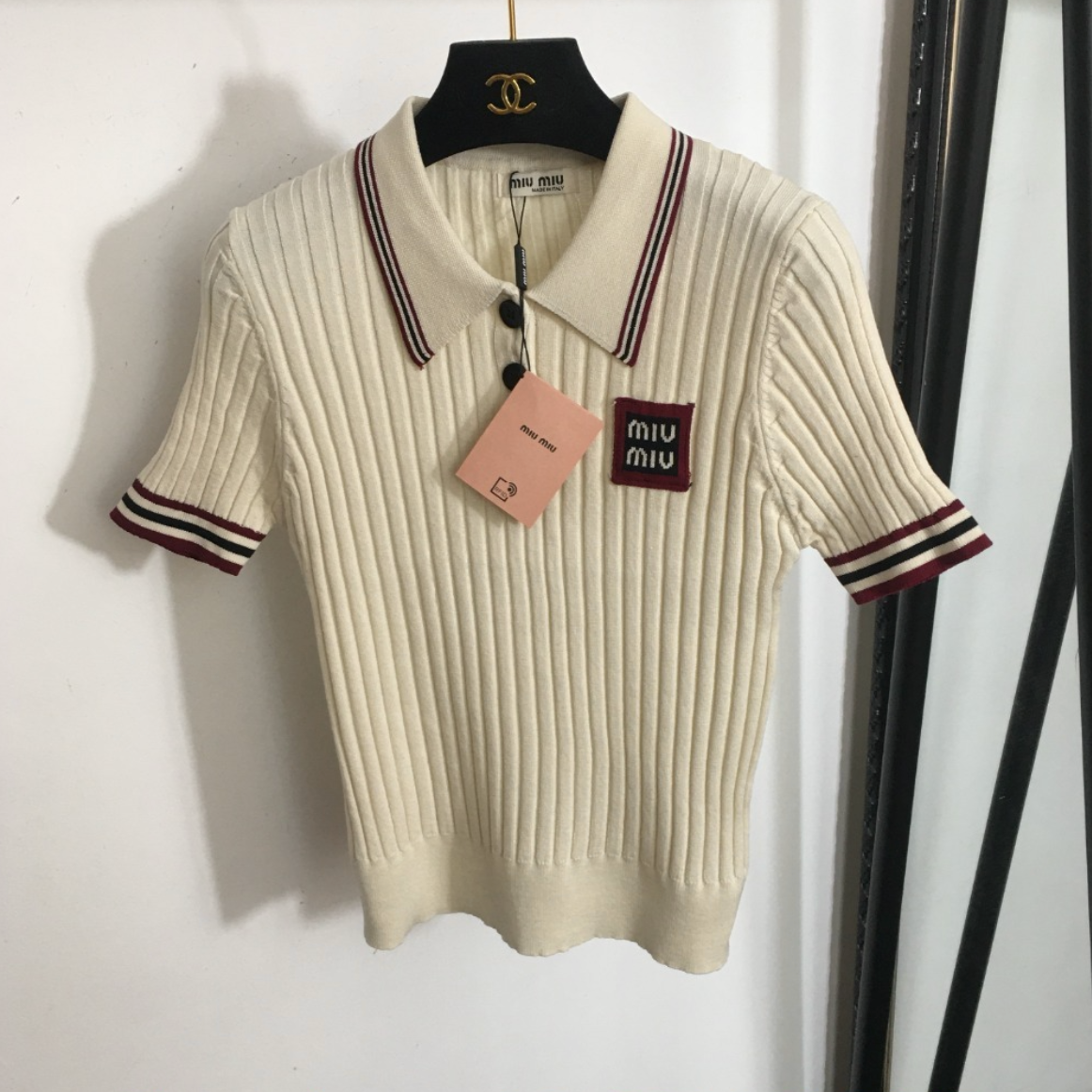 Striped Knit Polo Shirt