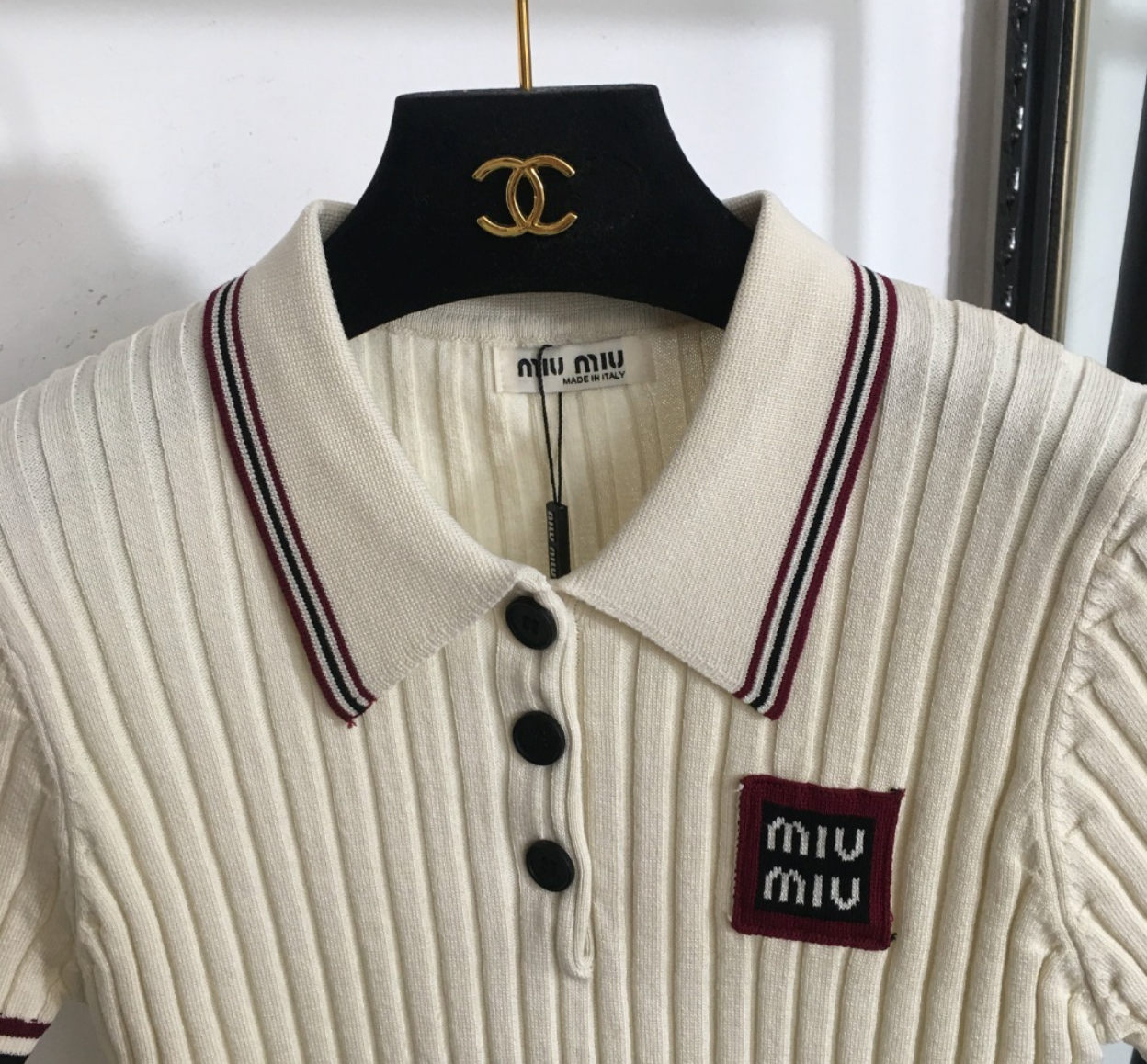 Striped Knit Polo Shirt