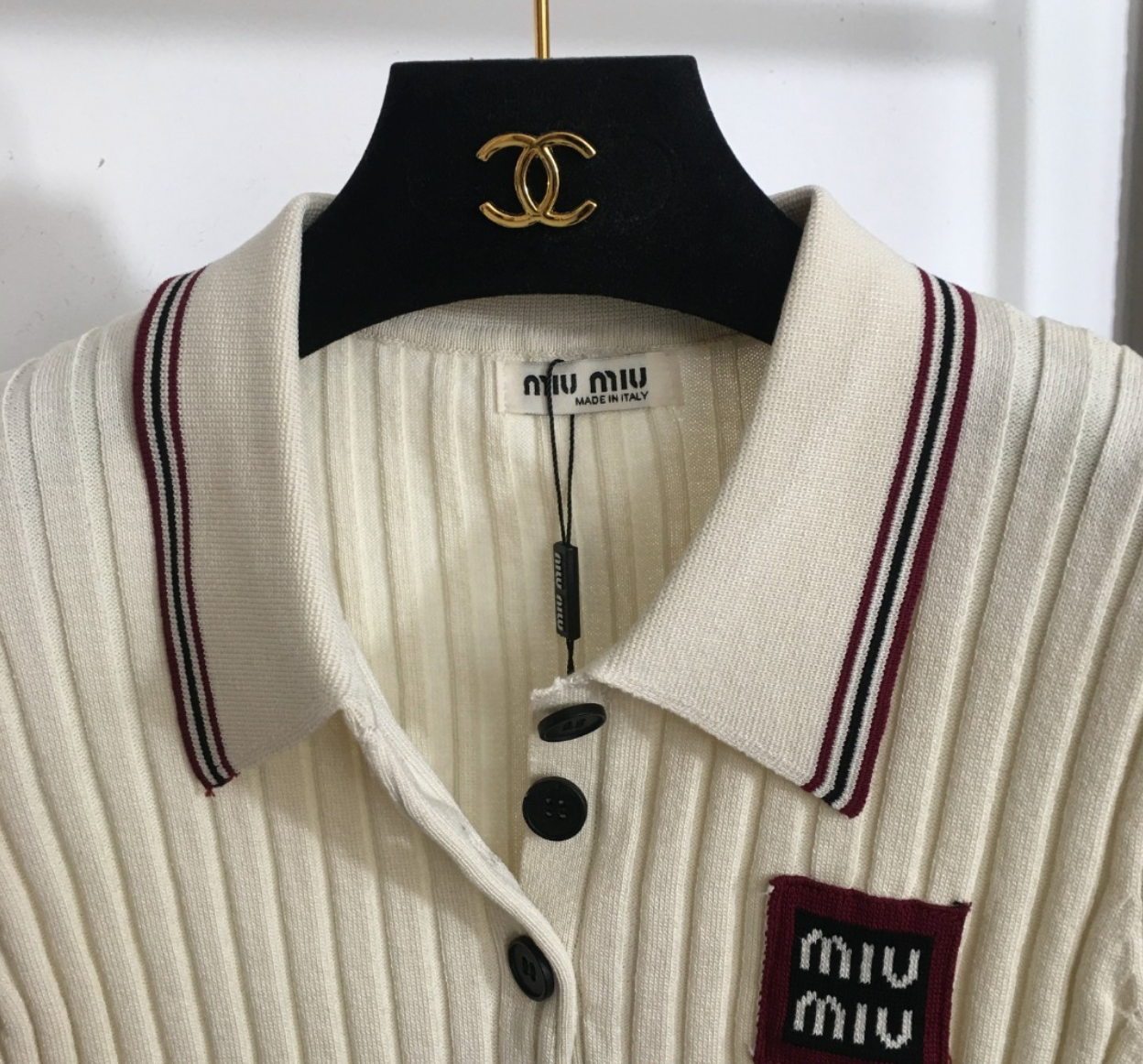 Striped Knit Polo Shirt