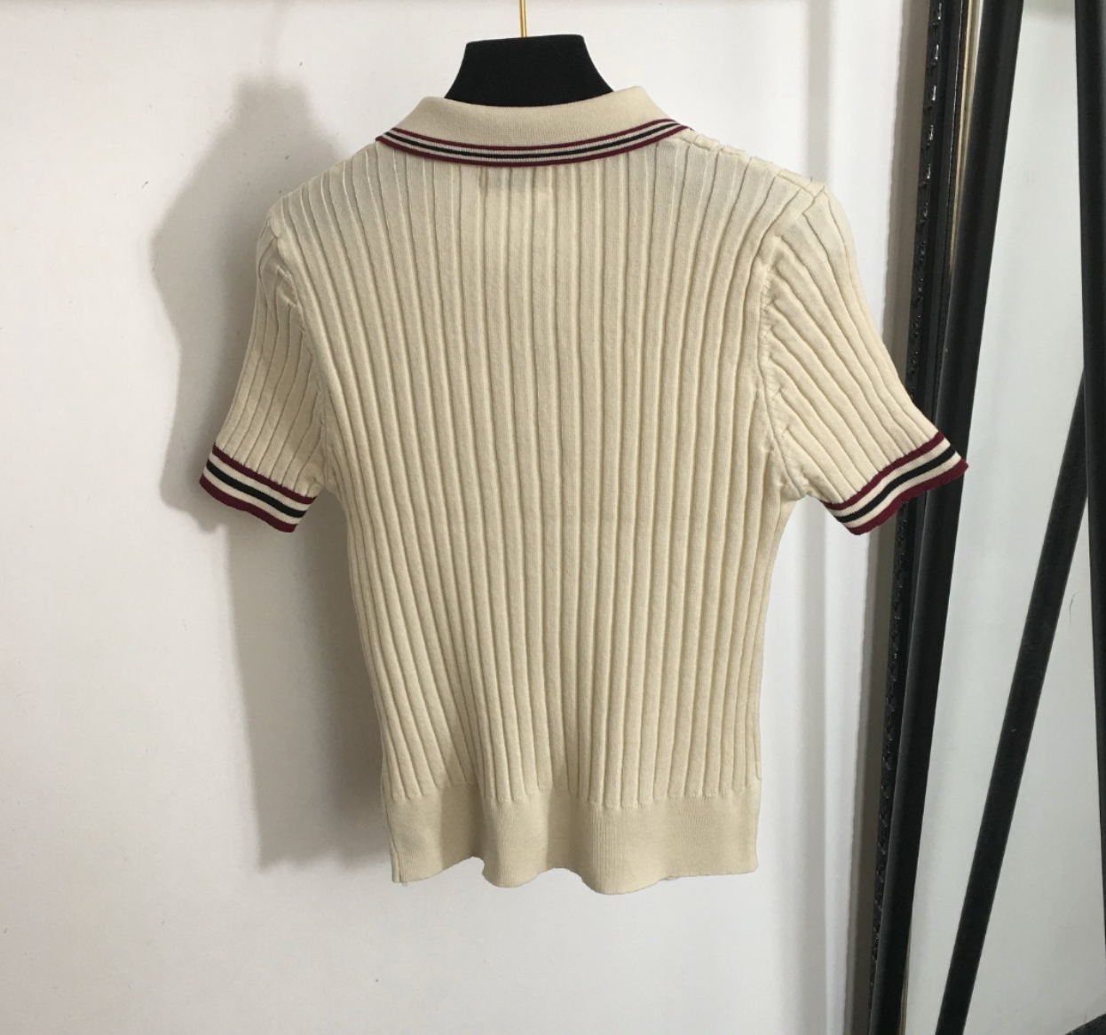 Striped Knit Polo Shirt