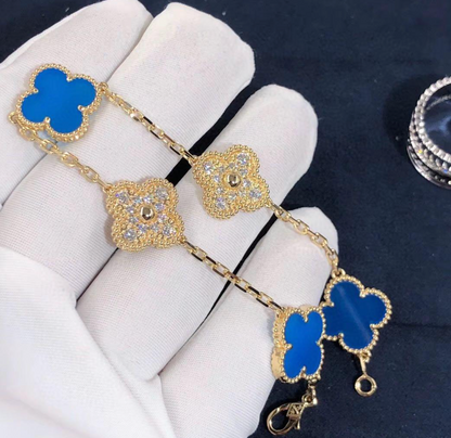 5-Clover Bracelet - Blue