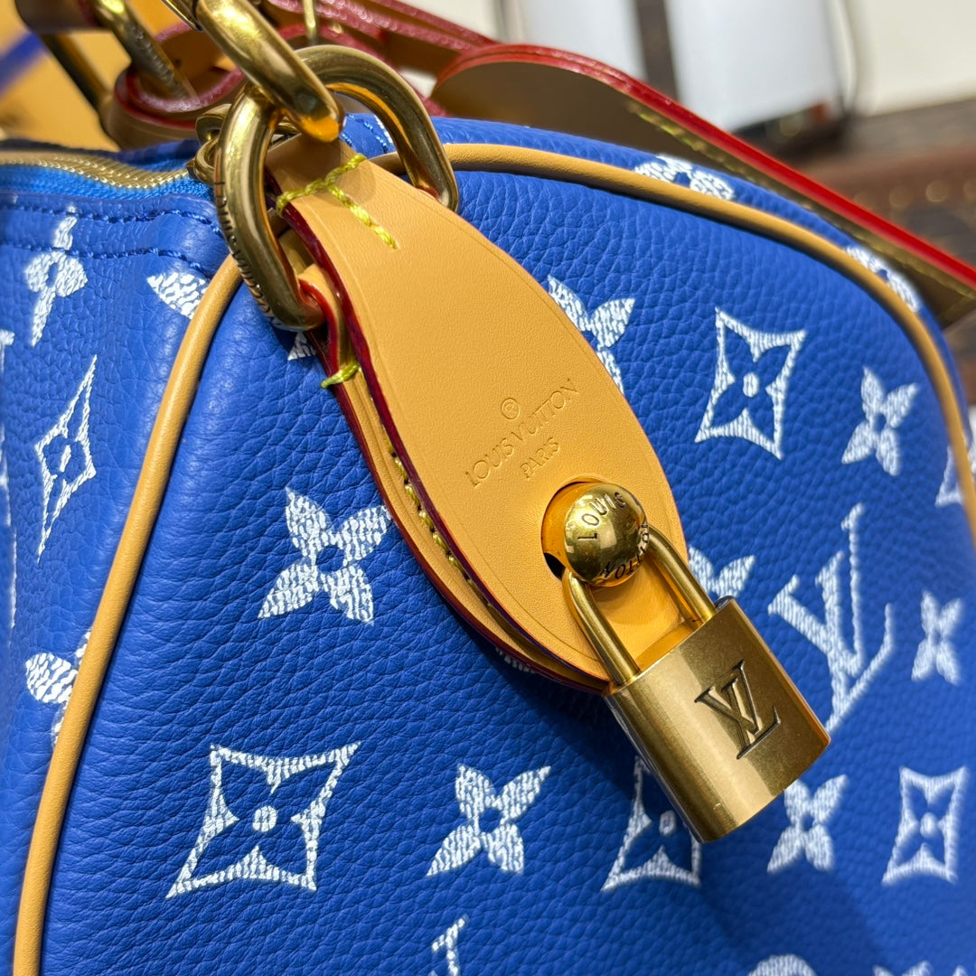 P9 Speedy 30 Bandouliere Navy Blue Leather - Level 5