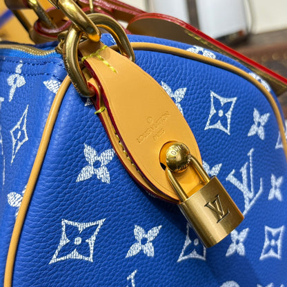 P9 Speedy 30 Bandouliere Navy Blue Leather - Level 5