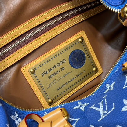 P9 Speedy 30 Bandouliere Navy Blue Leather - Level 5