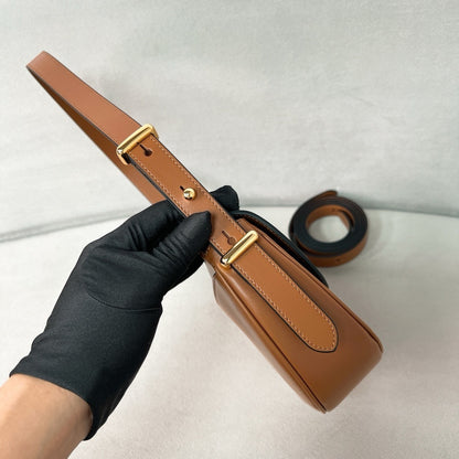 Brown Leather Arque Shoulder Bag - Level 5