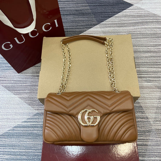 Medium Marmont Bag Brown Leather - Level 5