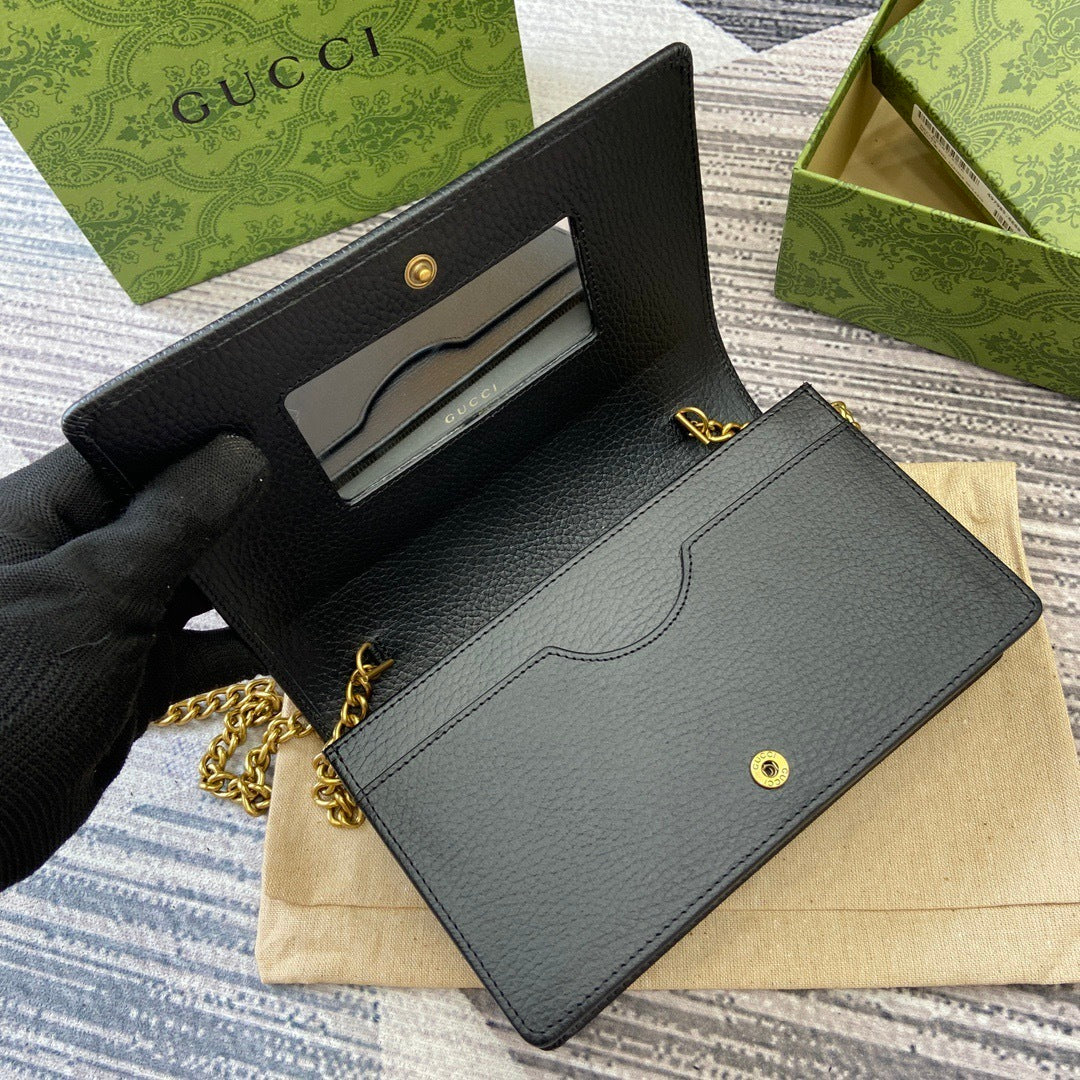 Marmont Wallet On Chain Black Leather - Level 5