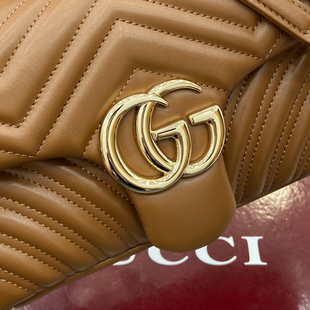 Medium Marmont Bag Brown Leather - Level 5