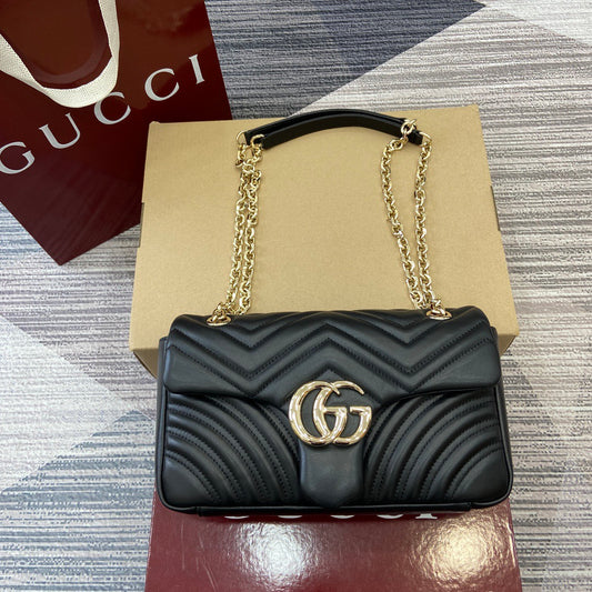 Medium Marmont Bag Black Leather - Level 5