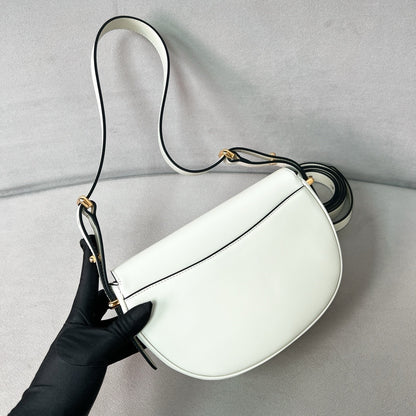 White Leather Arque Shoulder Bag - Level 5