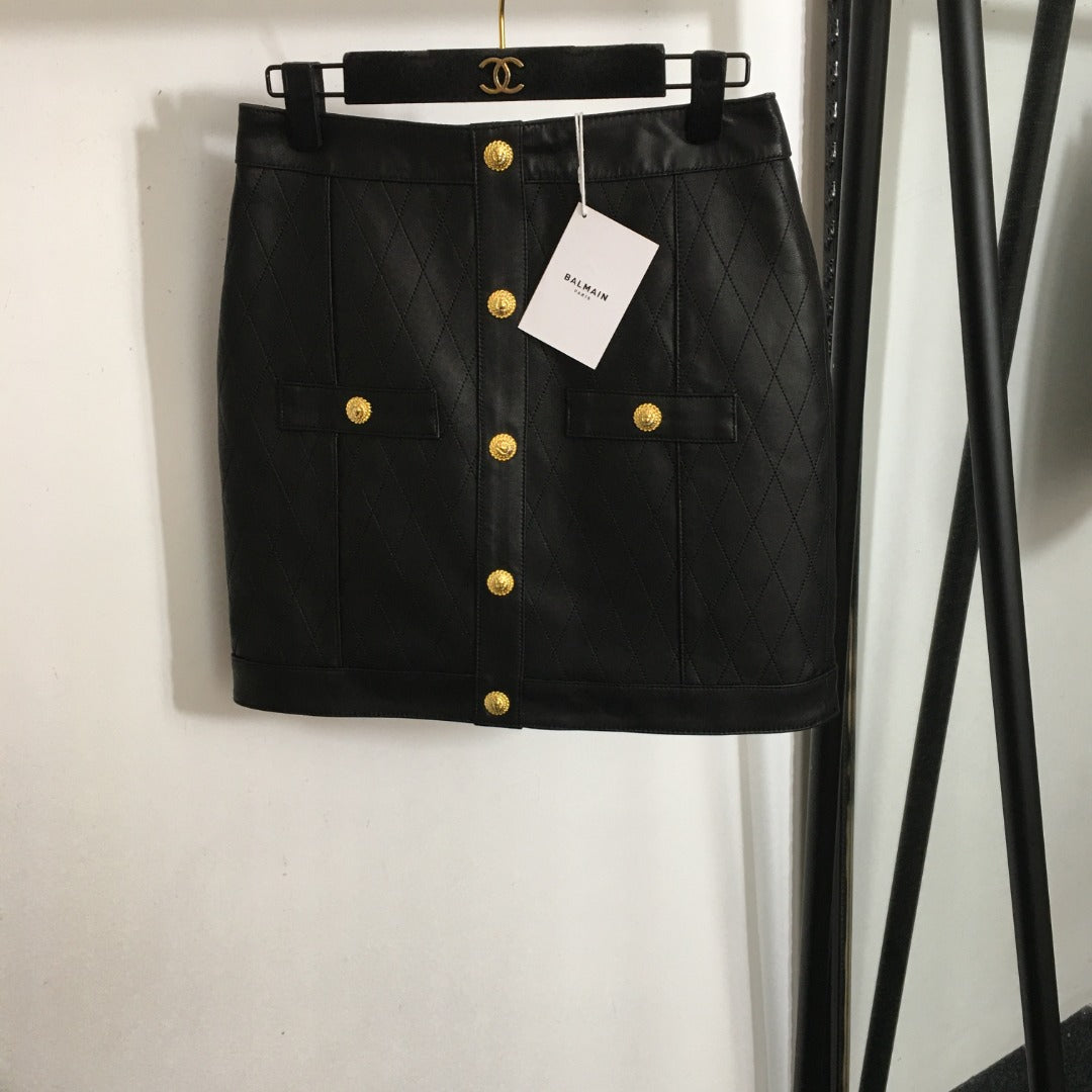 BL Quilted Leather Skirt