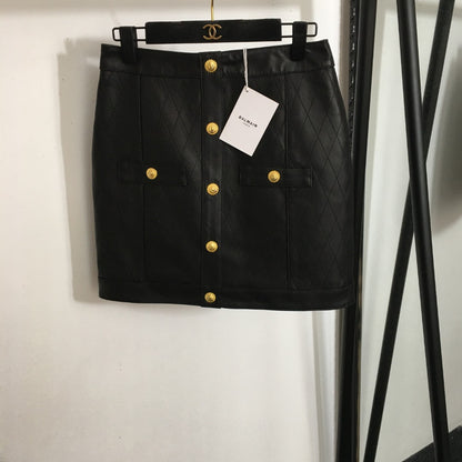 BL Quilted Leather Skirt