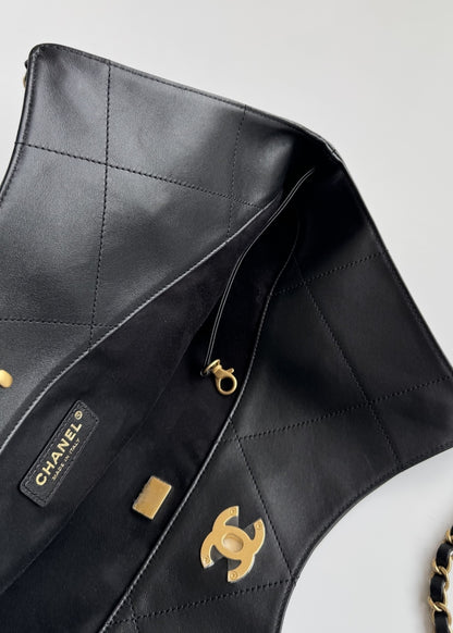Black Leather Maxi Shopping Tote Bag - Level 5