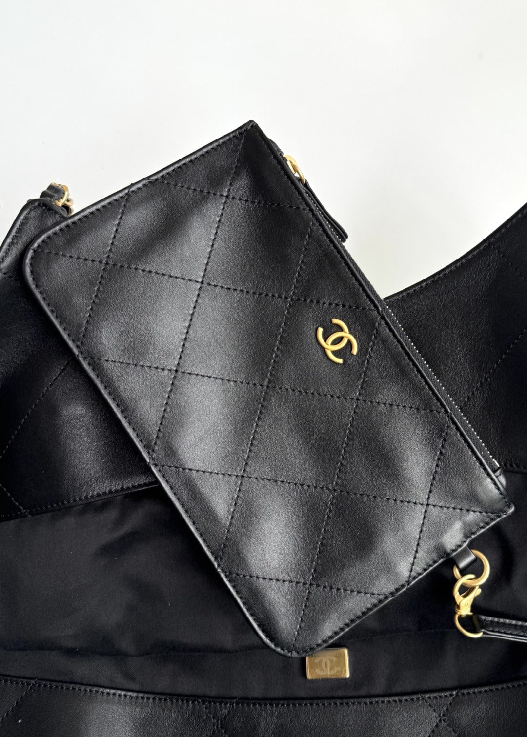 Black Leather Maxi Shopping Tote Bag - Level 5