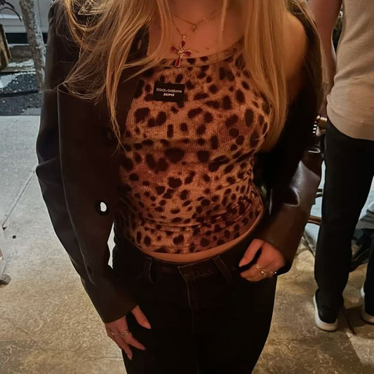 Leopard Knit Tank Top