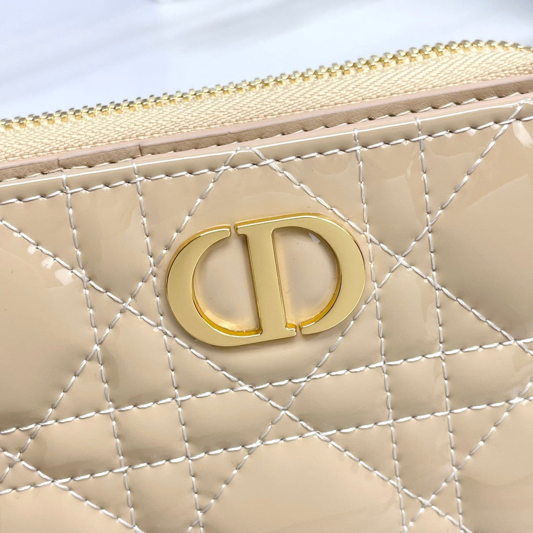 Beige Patent Leather Caro Wallet CDR - Level 5