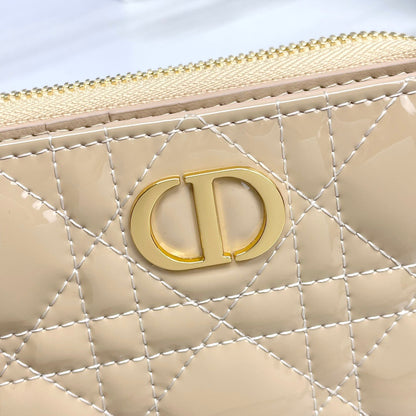 Beige Patent Leather Caro Wallet CDR - Level 5