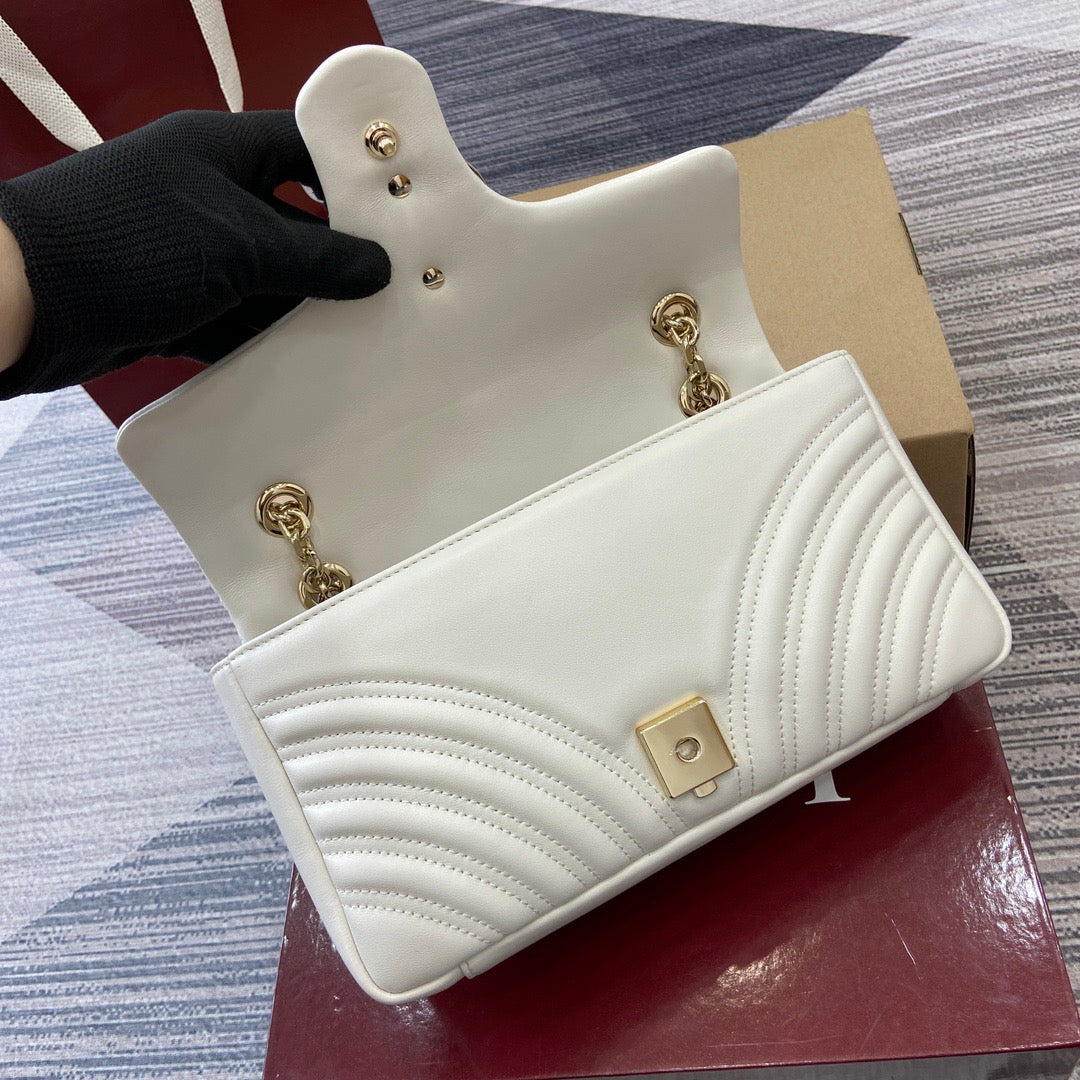 Medium Marmont Bag White Leather - Level 5