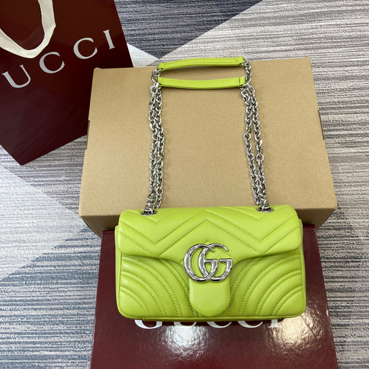 Small Marmont Bag Bright Green Leather - Level 5