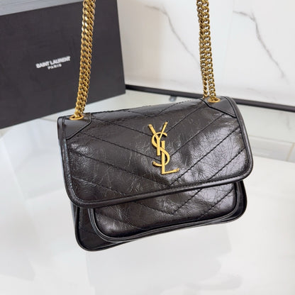 Black Leather Niki Shoulder Bag - Level 5