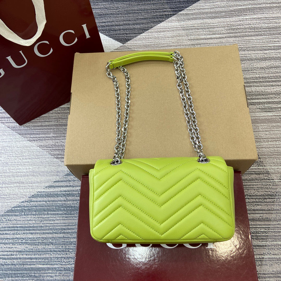 Small Marmont Bag Bright Green Leather - Level 5