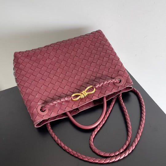 Small Andiamo Tote Dark Red Woven Leather BTV - Level 5