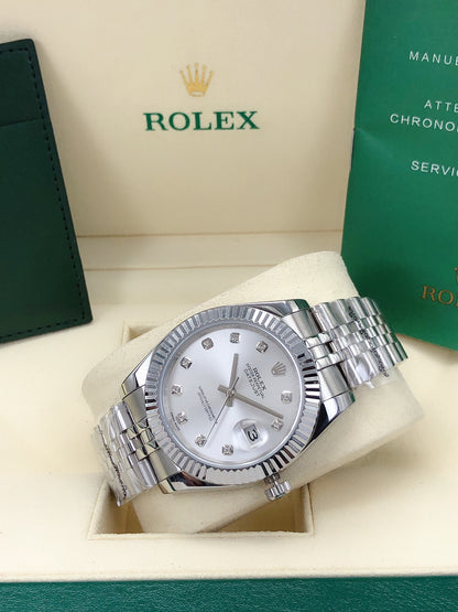 Jubilee Datejust Watch White & Silver 41mm RLX - Level 3