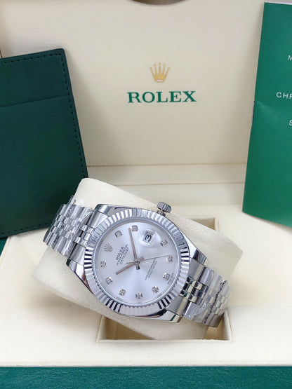 Jubilee Datejust Watch White & Silver 41mm RLX - Level 3