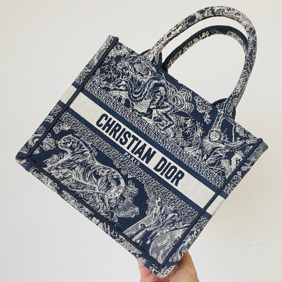 Dark Blue Tiger Embroidered Small Book Tote - Level 5