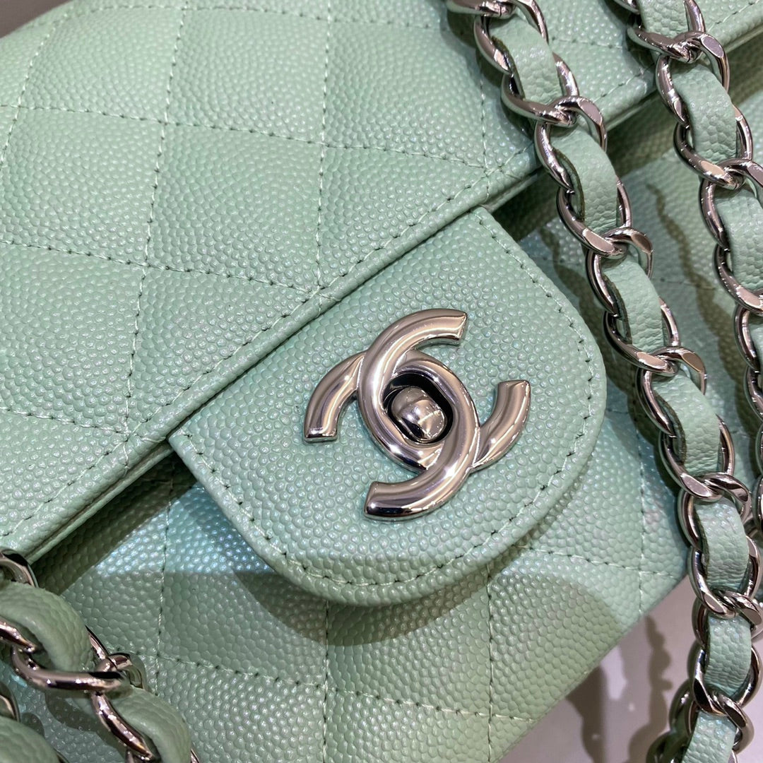 Mint Green Caviar Leather Medium Flap Bag - Level X