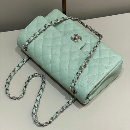 Mint Green Caviar Leather Medium Flap Bag - Level X