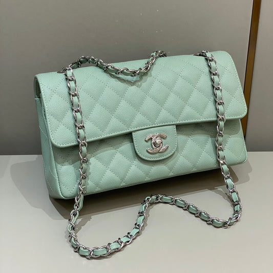 Mint Green Caviar Leather Medium Flap Bag - Level X