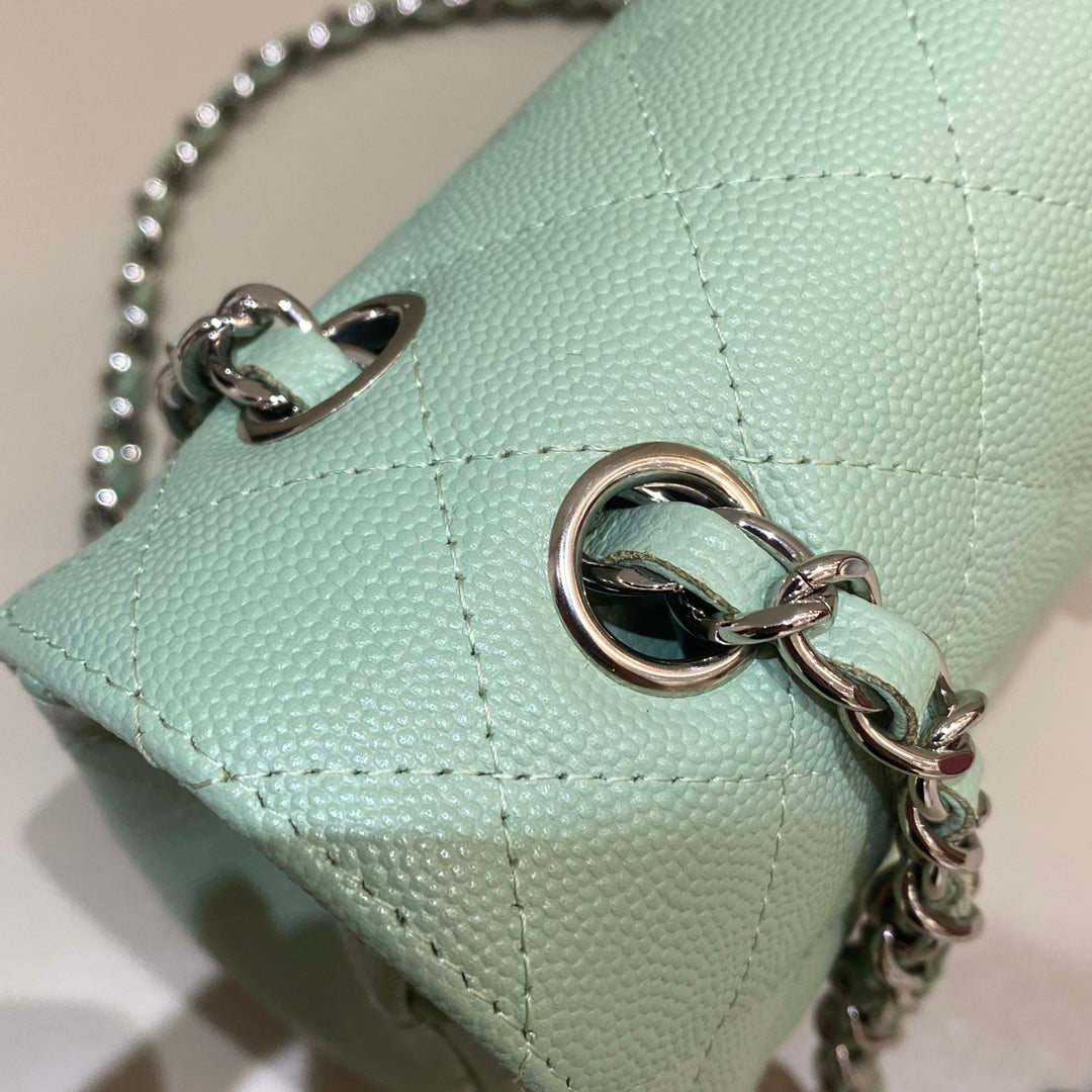Mint Green Caviar Leather Medium Flap Bag - Level X