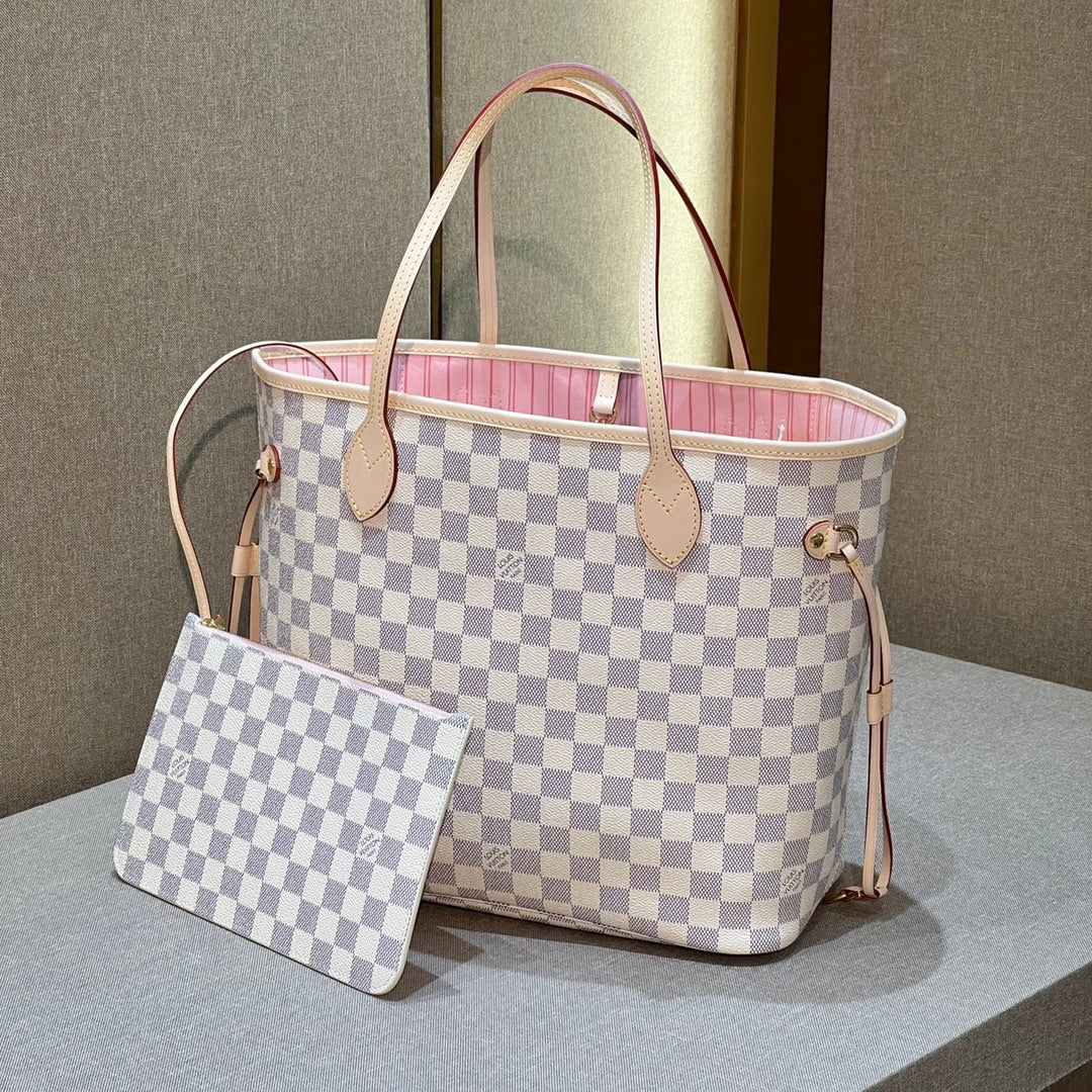 Neverfull MM White Damier & Pink - Level X
