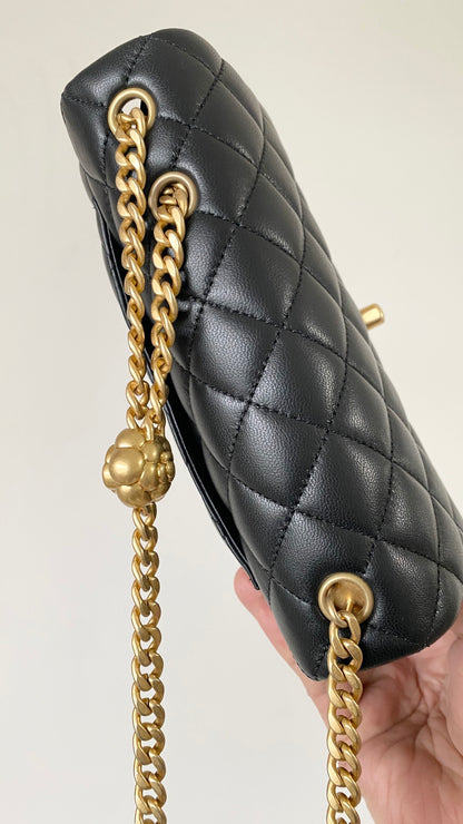 Camelia Chain Mini Flap Bag Black Lambskin CNL - Level 5