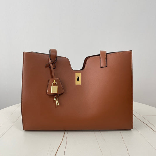 Brown Leather Cabas 16 Tote Bag - Level 5