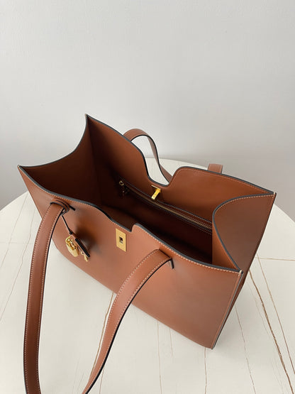 Brown Leather Cabas 16 Tote Bag - Level 5